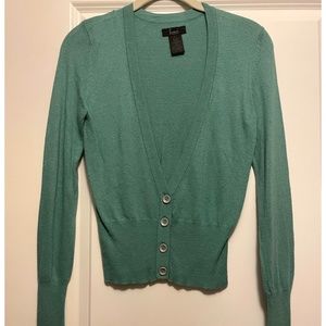 Green crop cardigan sweater